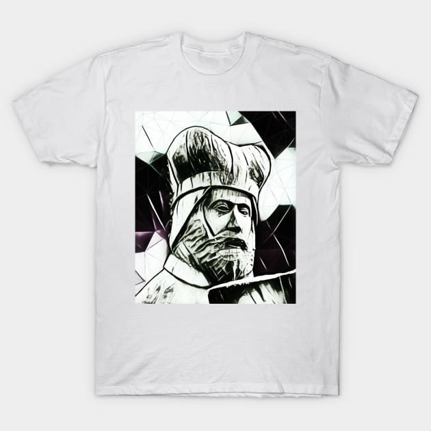 Geoffrey of Monmouth Blackand White Portrait | Geoffrey of Monmouth Artwork 3 T-Shirt by JustLit